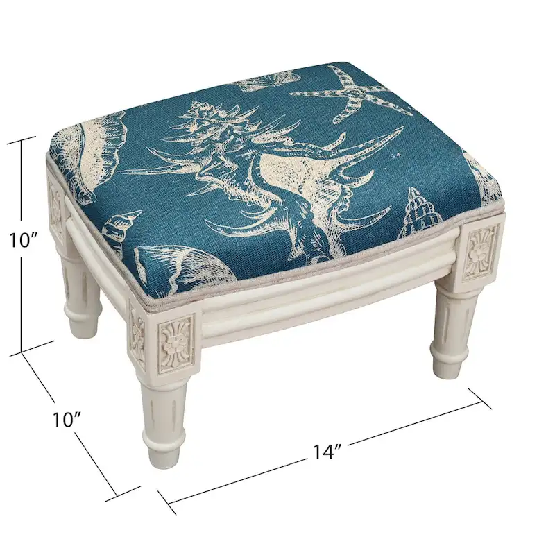 Navy Seashells Footstool