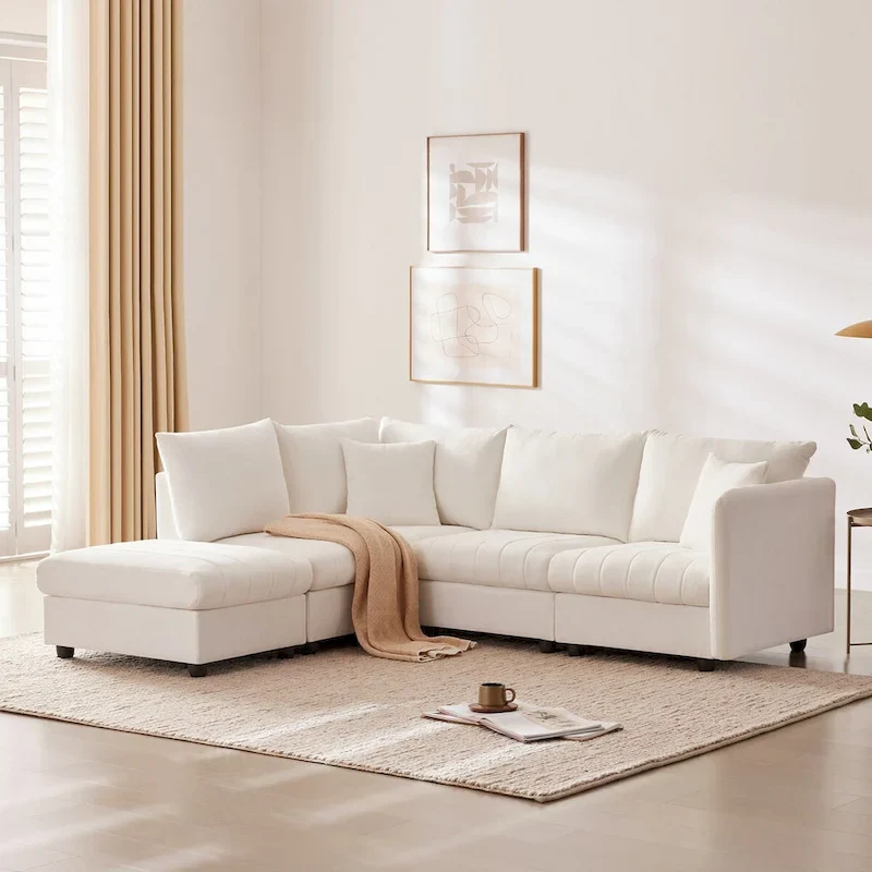 Modern Sectional Sofa with Vertical Stripes