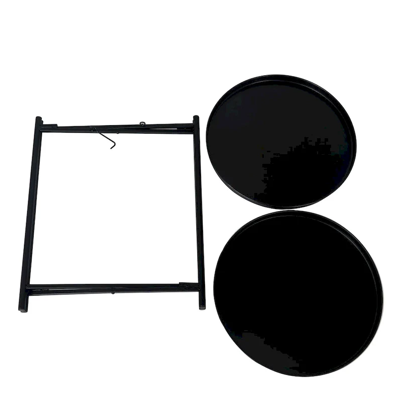 Adeco Side Table 2-Tier Metal Round End Table with Removable Tray - 17.5(D)x 17.5(W)x 20.7(H)