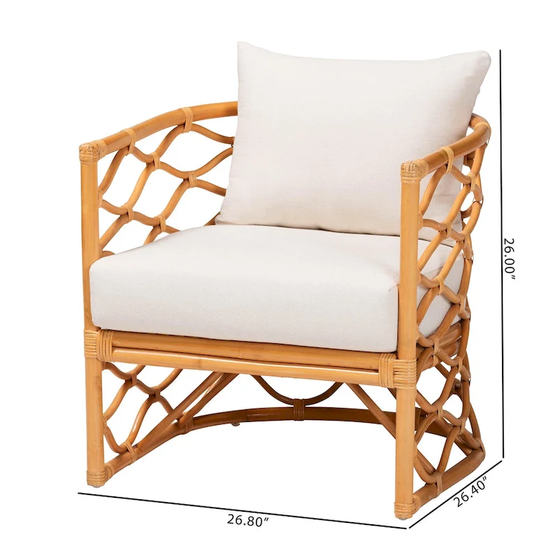 Acelynn Bohemian Light Honey Rattan Arm Chair