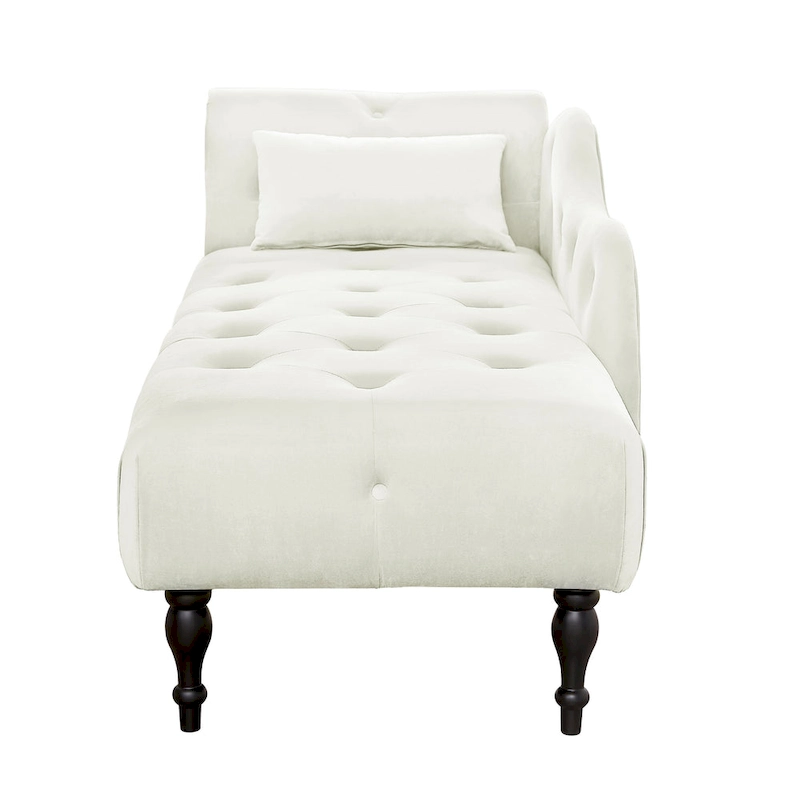 Modern 60.6 Velvet Upholstered Buttons Tufted Chaise Lounge Chair with Solid Wood Legs and Nailheads