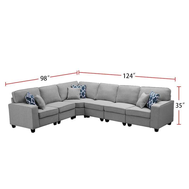 7 Piece Modular L-Shape Sectional Sofa with Ottoman