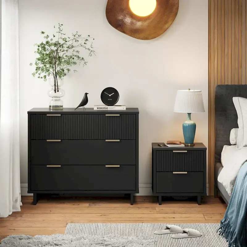 2-Piece Granville Modern Solid Wood Standard Dresser and Nightstand Set
