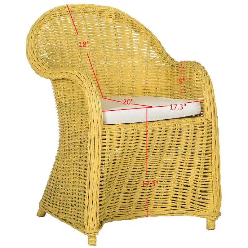 SAFAVIEH Sinja Yellow Rattan Club Chair - 24  x 26  x 35  - 24Wx26Dx35H