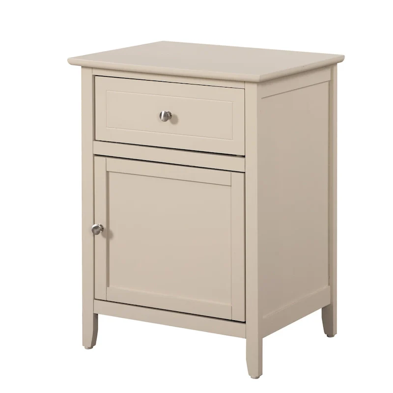 Nightstand - 1 Drawer, 1 Cabinet, Metal Handle, Particle Board, 19W x 25H, Modern