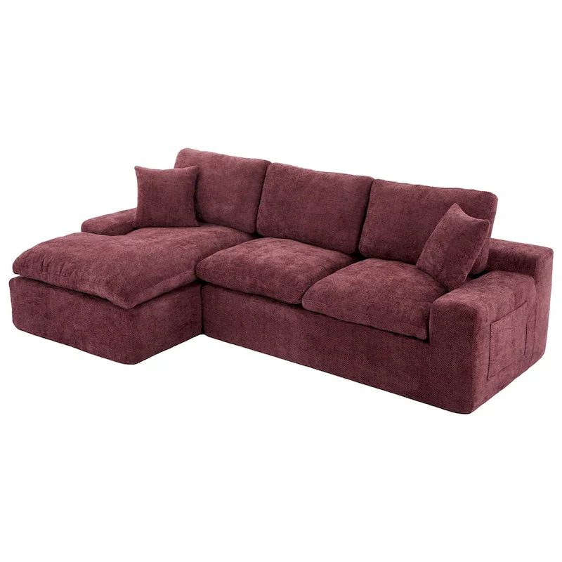 L-Shaped Reversible Sectional Sofa Chenille Fabric Couch Chaise