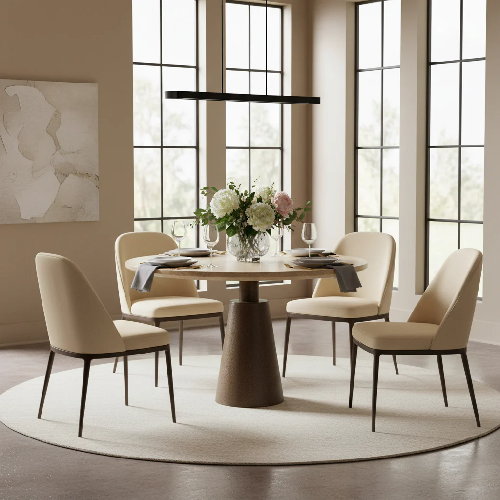 39 Pedestal Round Table Weathered Natural