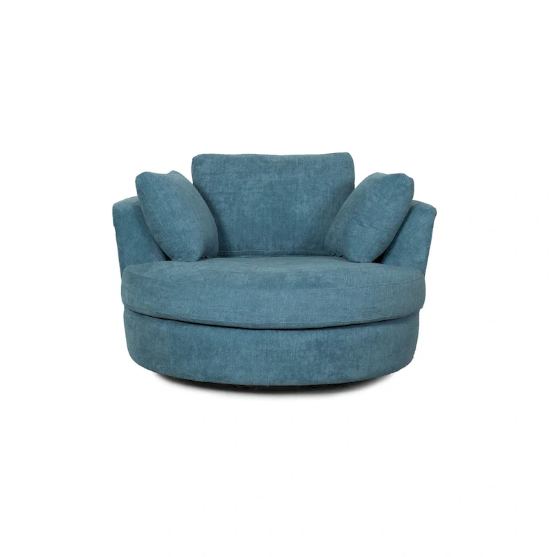 54 Wide Elegant Round Swivel Barrel Chair, Chair and a Half