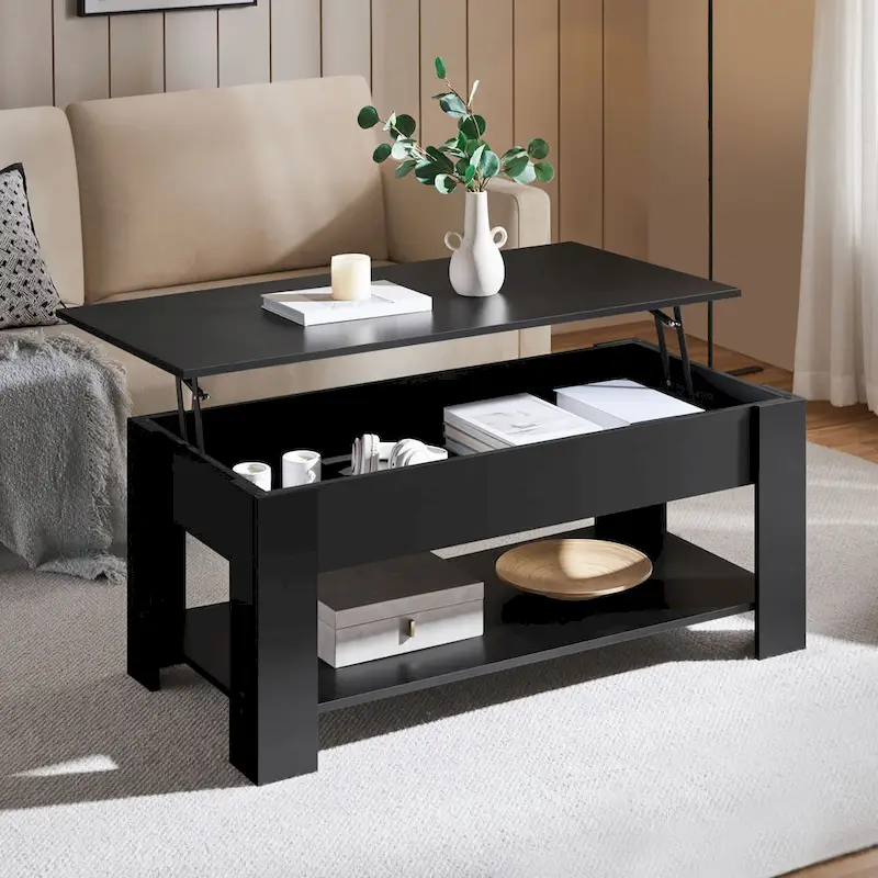 Yaheetech 47.5 Lift Top Coffee Table, Hidden Compartment/ Open Shelf