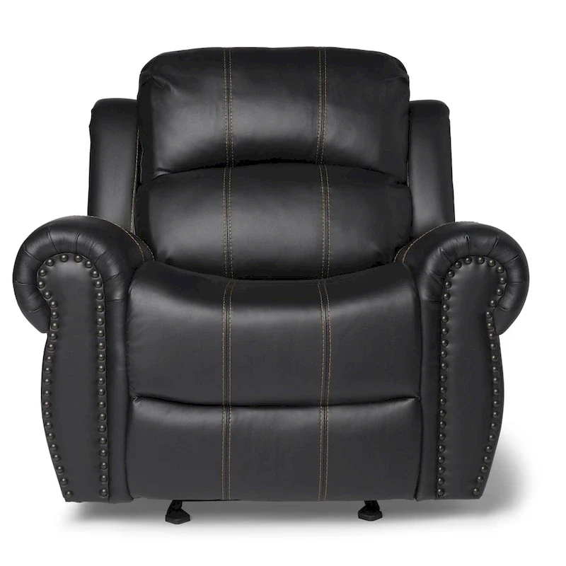 PU Leather Glider Recliner Club Chair, Brown/Black, Contrast Stitch, Seats 1