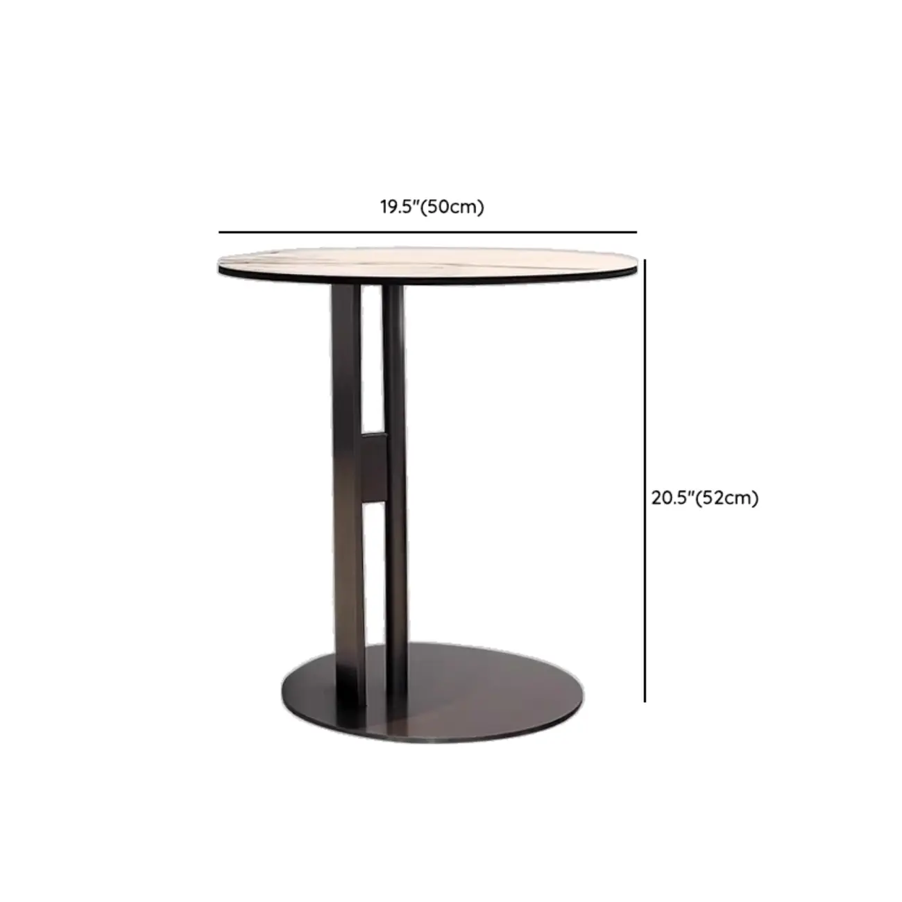 Glam Wood Black Round Table with Abstract Tripod Base