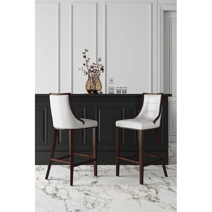 Manhattan Comfort Fifth Avenue 45 in. Walnut Beech Wood Bar Stool (Set of 3)