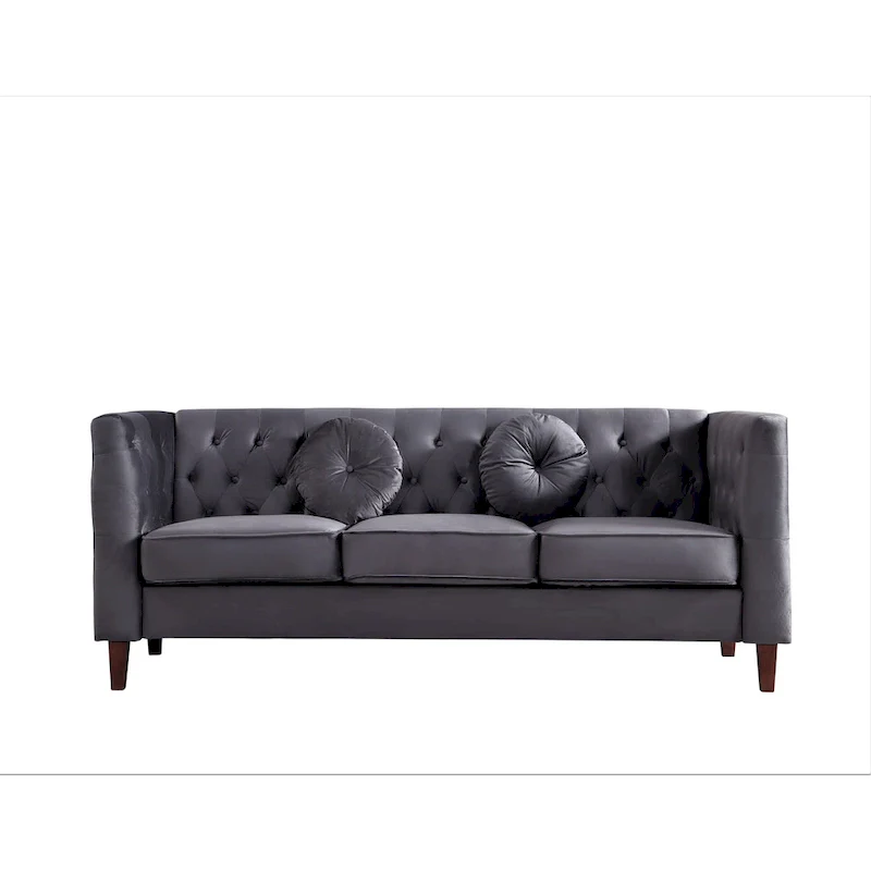 US PRIDE FURNITURE Velvet Classic Chesterfield Sofa with Wood legs