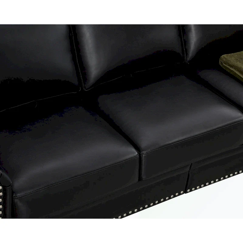 3 Seat Sofa with Rubber wood Legs and Nails finish