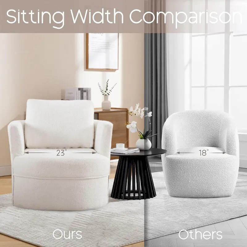 HOMYKA Swivel Accent Barrel Chair Round Arm Chair with Pillow Set 2