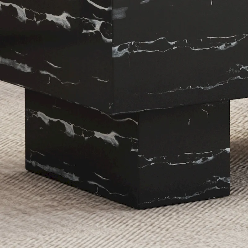 43.3 MDF Coffee Table with Black Marble Texture and 300lbs Weight Capacity