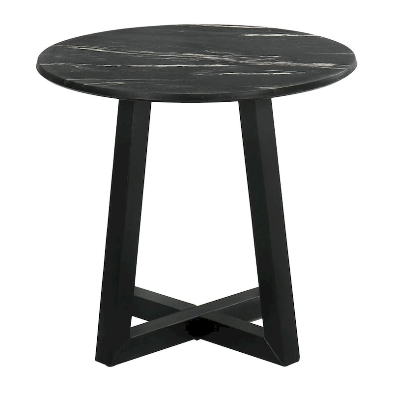Enlow Black End Table with Marble-like Top