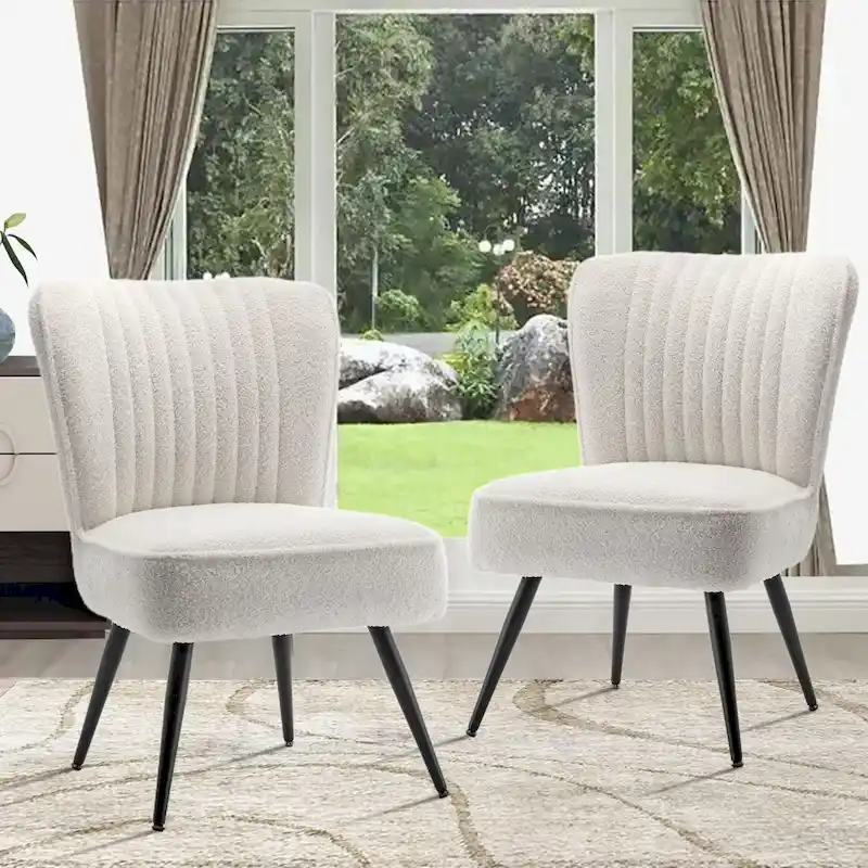 Armless Accent Chair Set of 2 , Living Room Chairs modern accent chairs for bedroom
