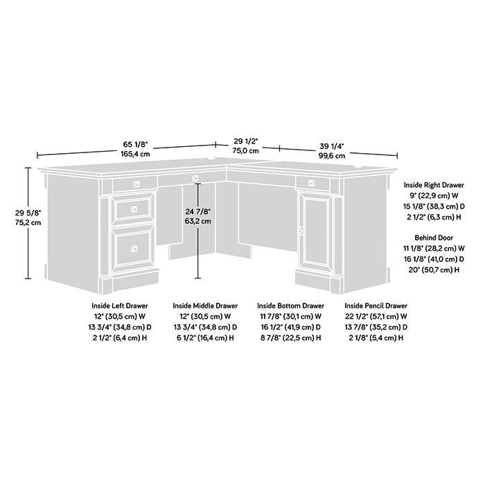 Sauder Palladia L-Shaped Office Desk