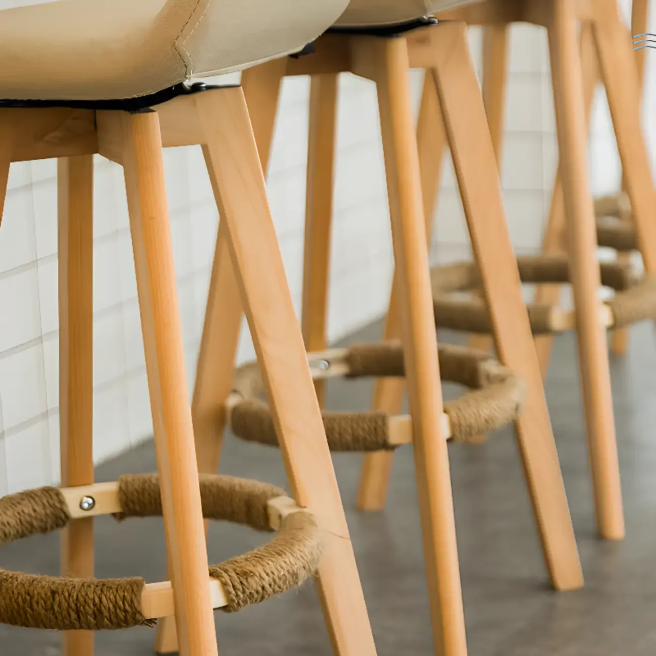 Scandinavian Wood Plush Seat Comfy Design Bar Stool