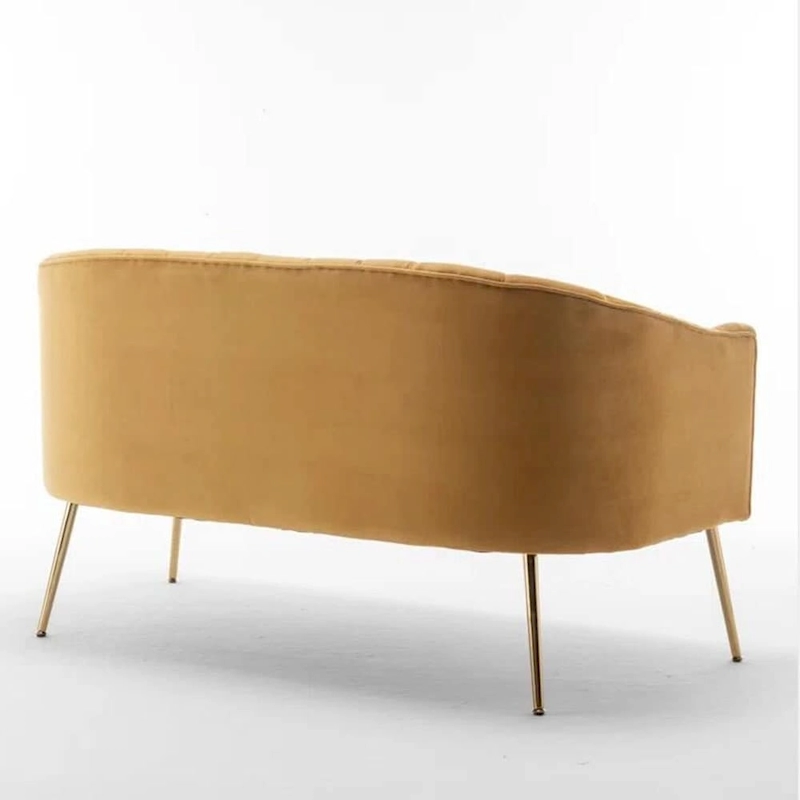 SEYNAR Modern Glam Comfy 50 Metal Legs Curved Sofa 2 Seaters Loveseat with Tufted Back