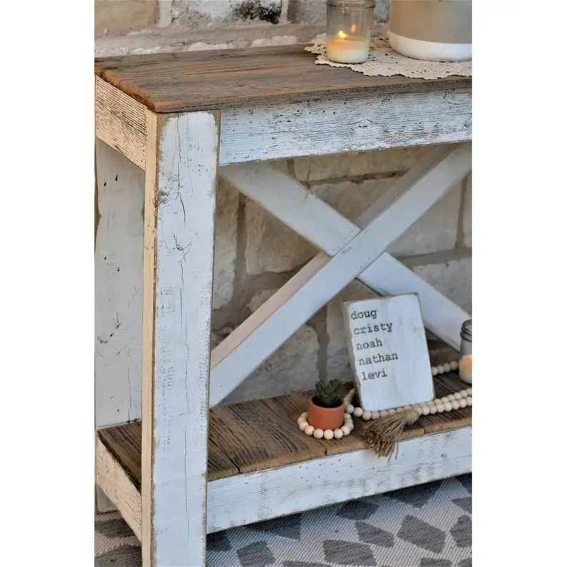 The Gray Barn Clovelly White Combo X-back Console Table