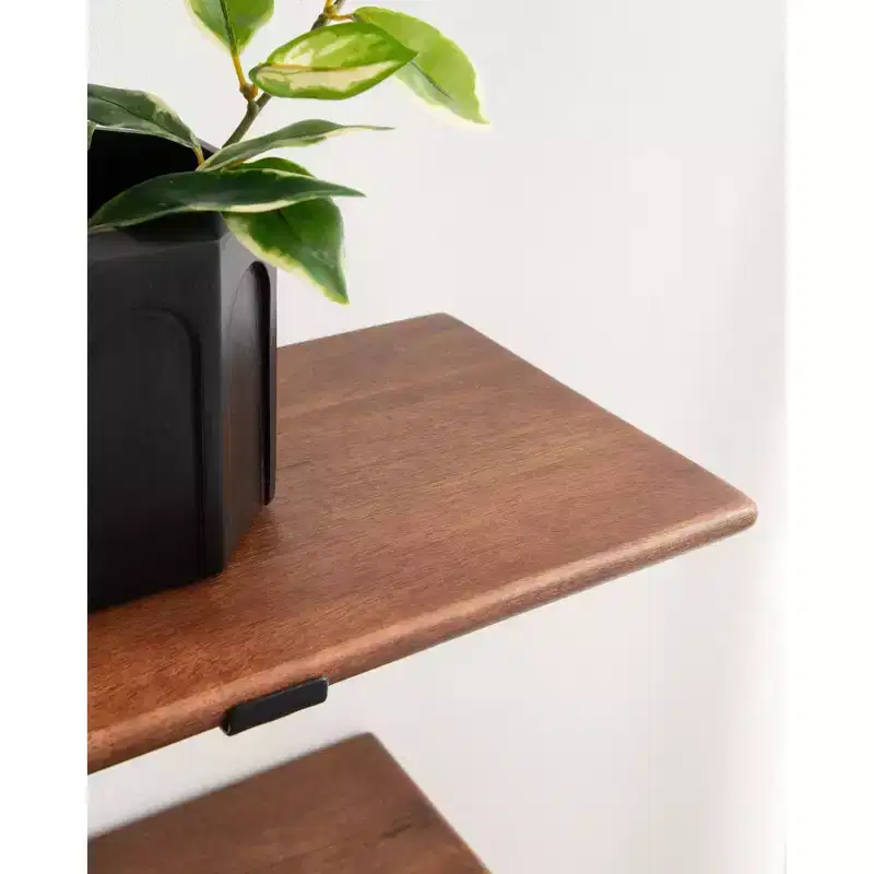 Kate and Laurel Atwood Wall Shelf, Black and Walnut Brown, 32x10x30