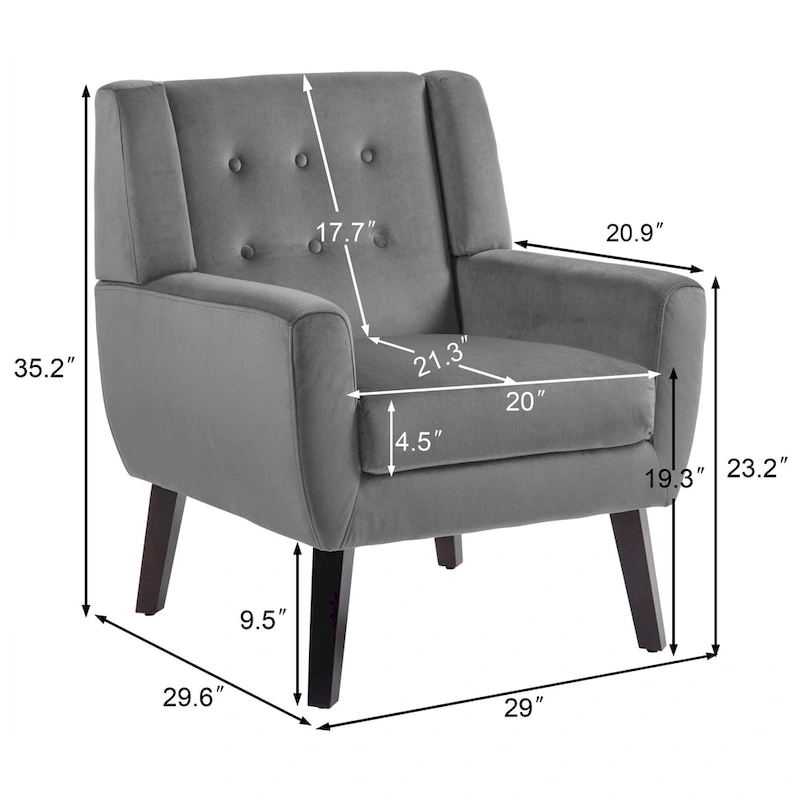 Set of 2 Velvet Living Room Accent Chair Upholstered Armchair