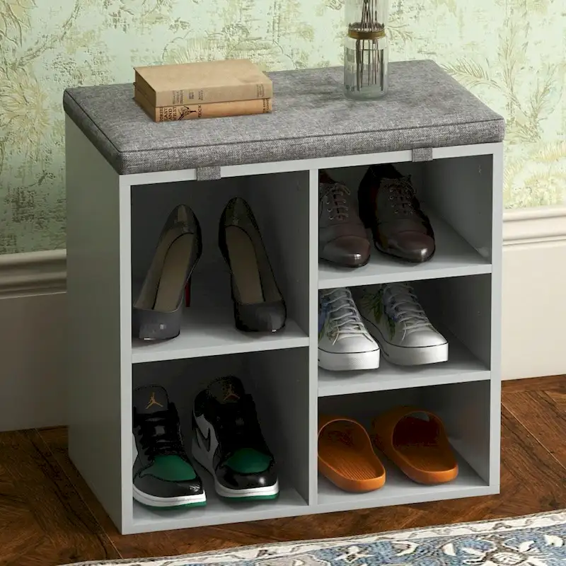 Entryway Shoe Bench with Storage, Padded Seat 20inch