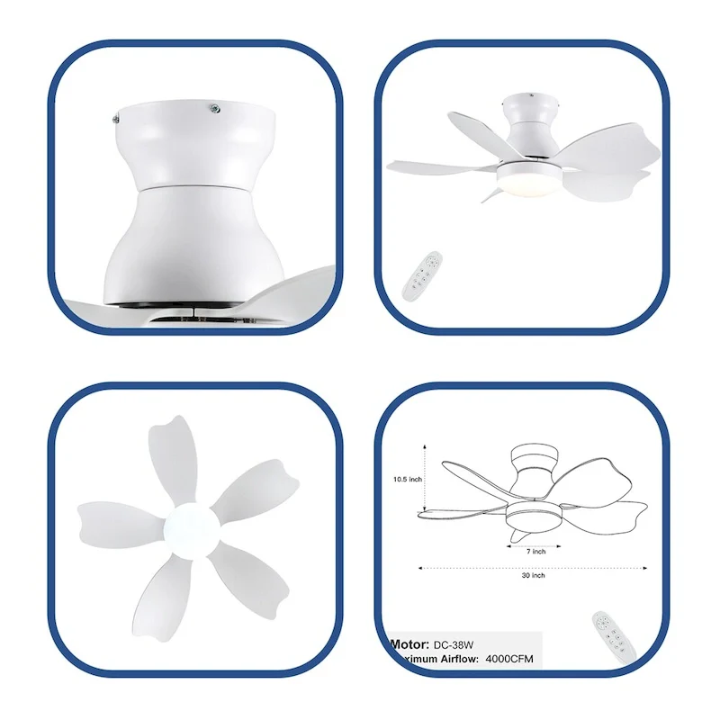 30 Kid's Ceiling Fan Lighting with Remote Control and ABS Blade