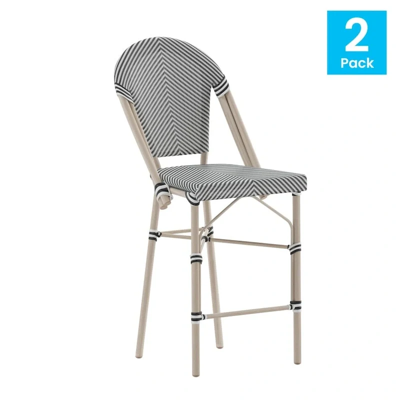 2PK Stacking Bistro Chair with Metal Frame & PE Seat