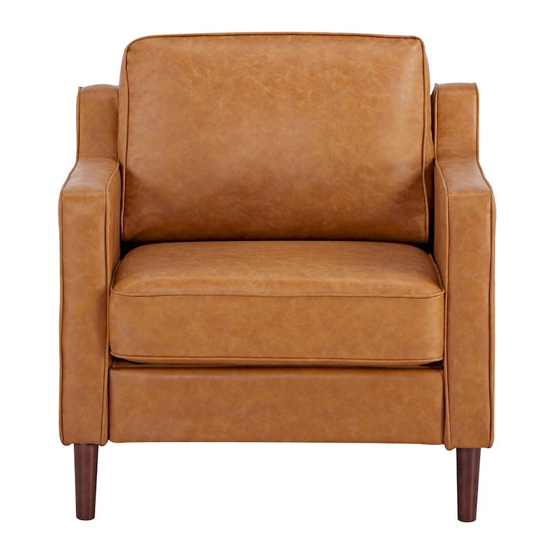 Sedona Modern Accent Chair, Faux Linen / Vegan Leather Armchair