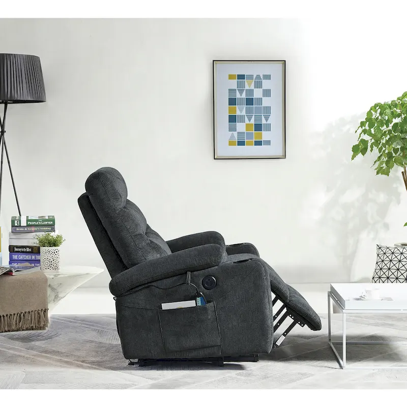 Electric Power Lift Recliner Chair with Massage and Heat – 3 Positions, Side Pockets, Cup Holders, USB Charging