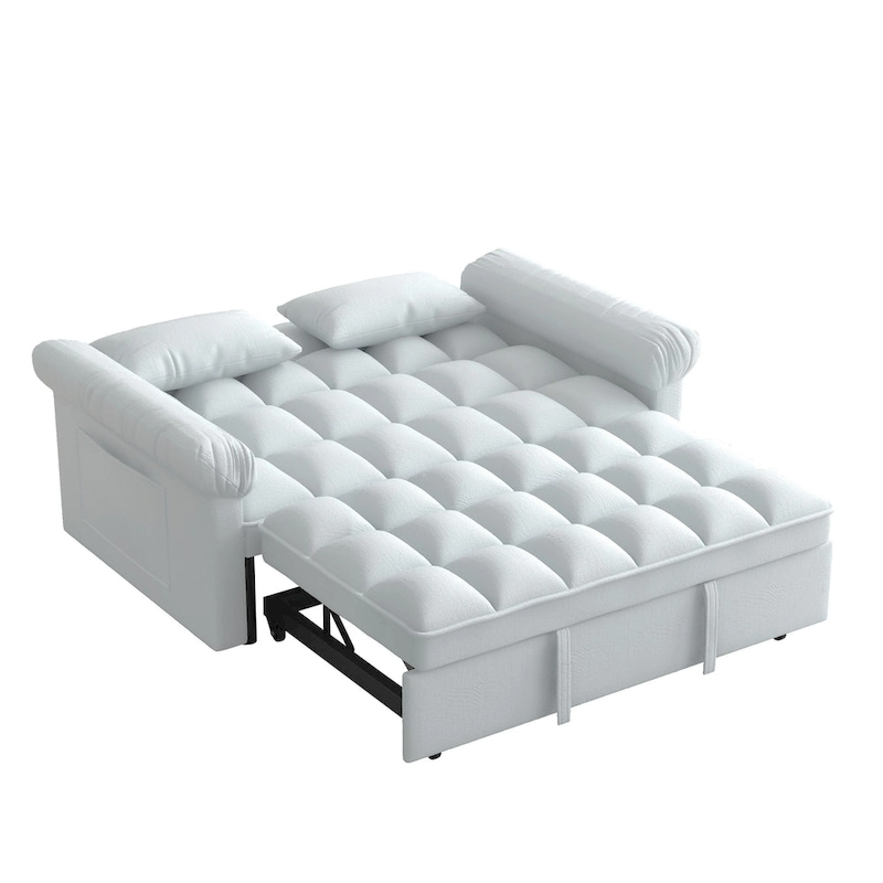 56 Foam 2-Seater Sofa Bed with Pull-Out Sleeper and Adjustable Backrest