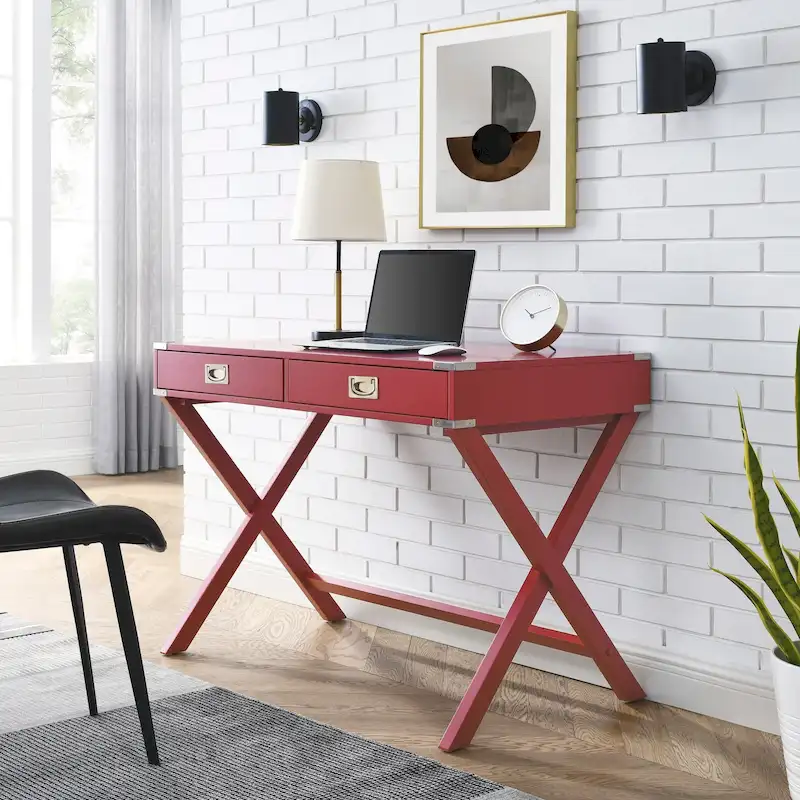 Solid Wood Computer Desk with Drawers