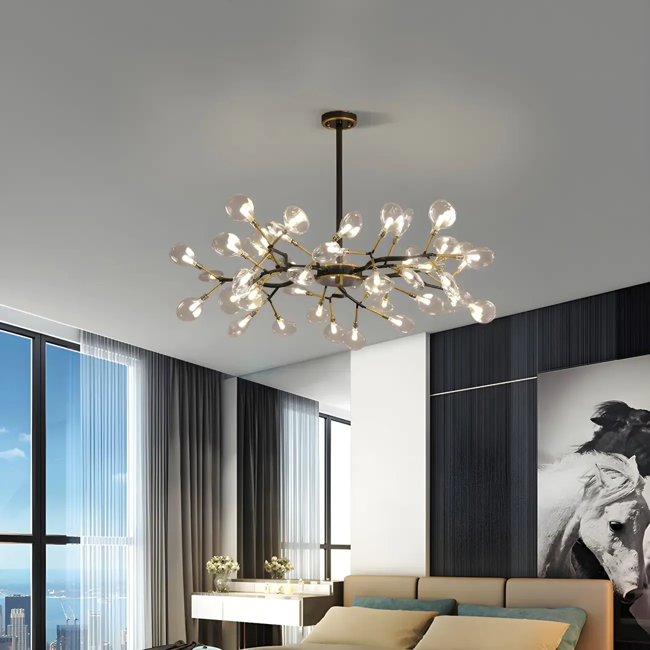 Modern Gold Metal Fireflies Island Pendant Light