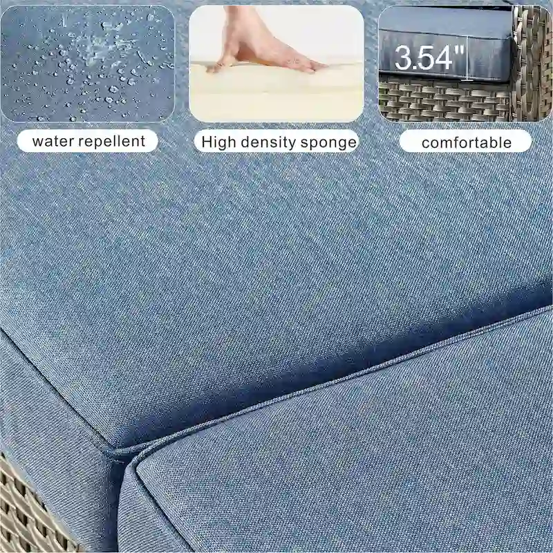 OVIOS Grey Wicker 6-piece Patio Furniture Set With 30  Fire Pit