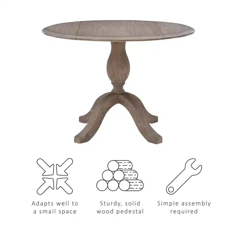 Torino Traditional Dining Tables Rustic Brown - Linon: Solid Wood, Seats 4, 42" Diameter