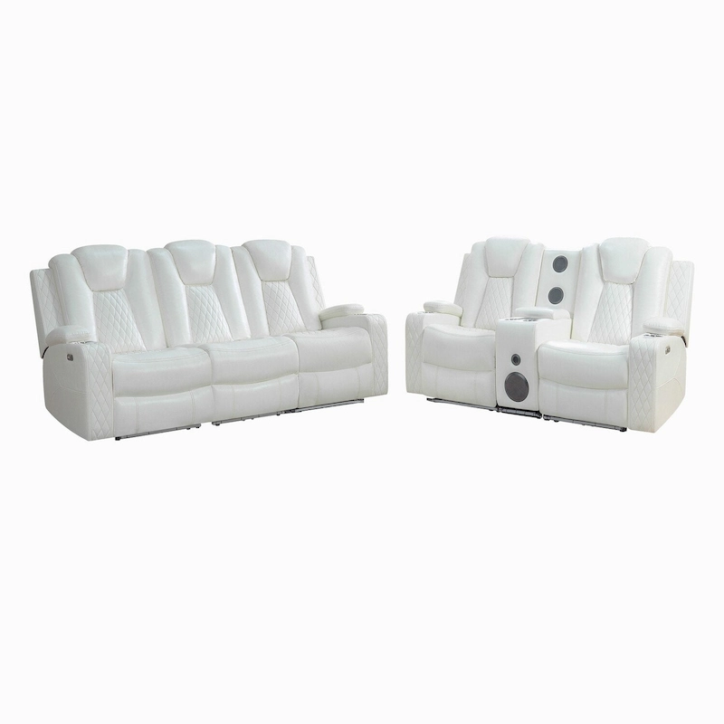 Deluxe Theater-Style Reclining Sofa Set with Power Recline, LED Lights, Wireless Charging and bluetooth Speaker