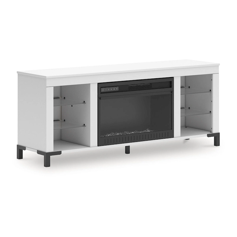 Signature Design by Ashley Brollevi White 60 TV Stand with Electric Fireplace for TVs up to 69