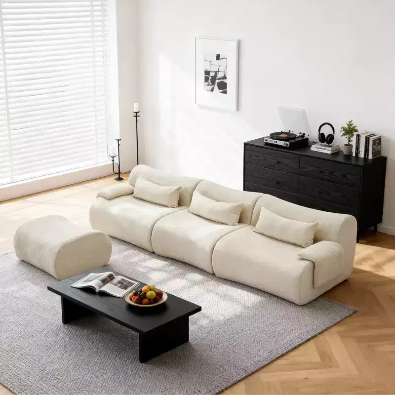 GDFStudio Yugi Modern 117 3-Seater Boneless Sectional Sofa with Curved Armrests and Streamlined Design