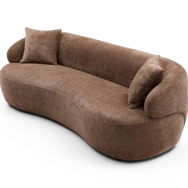 86.61in 3 Seater Modern Curved Upholstered Fabric Sofa Courch