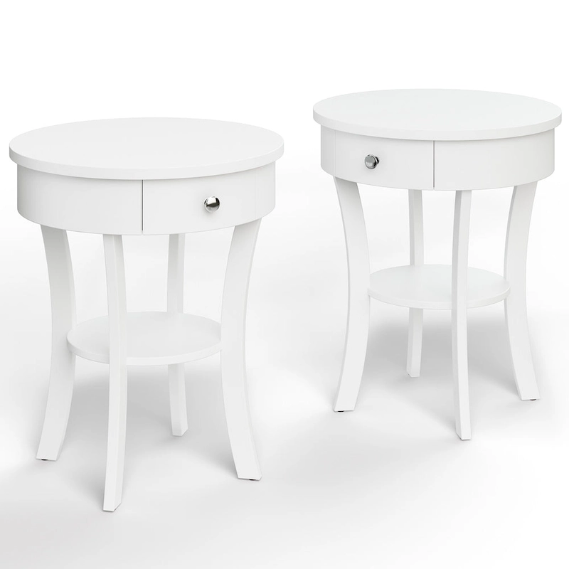 Costway 2 PCS 2-tier Side End Sofa Table Round Nightstand Bedroom - See Details