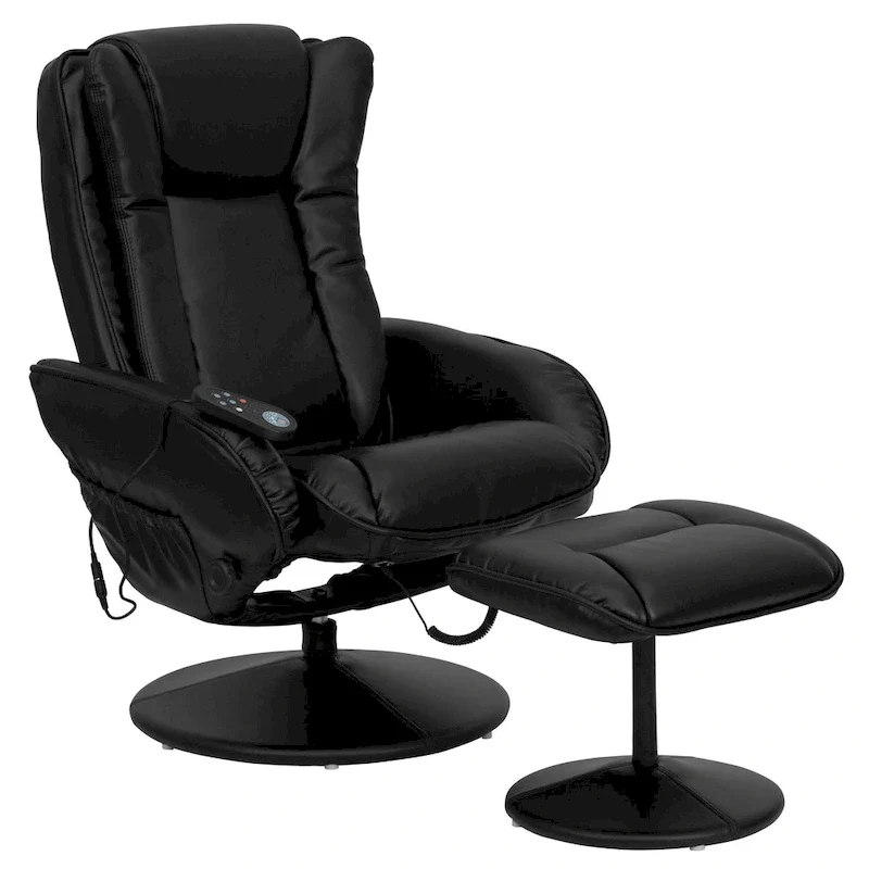 LeatherSoft Massaging Multi-Position Recliner w/Ottoman