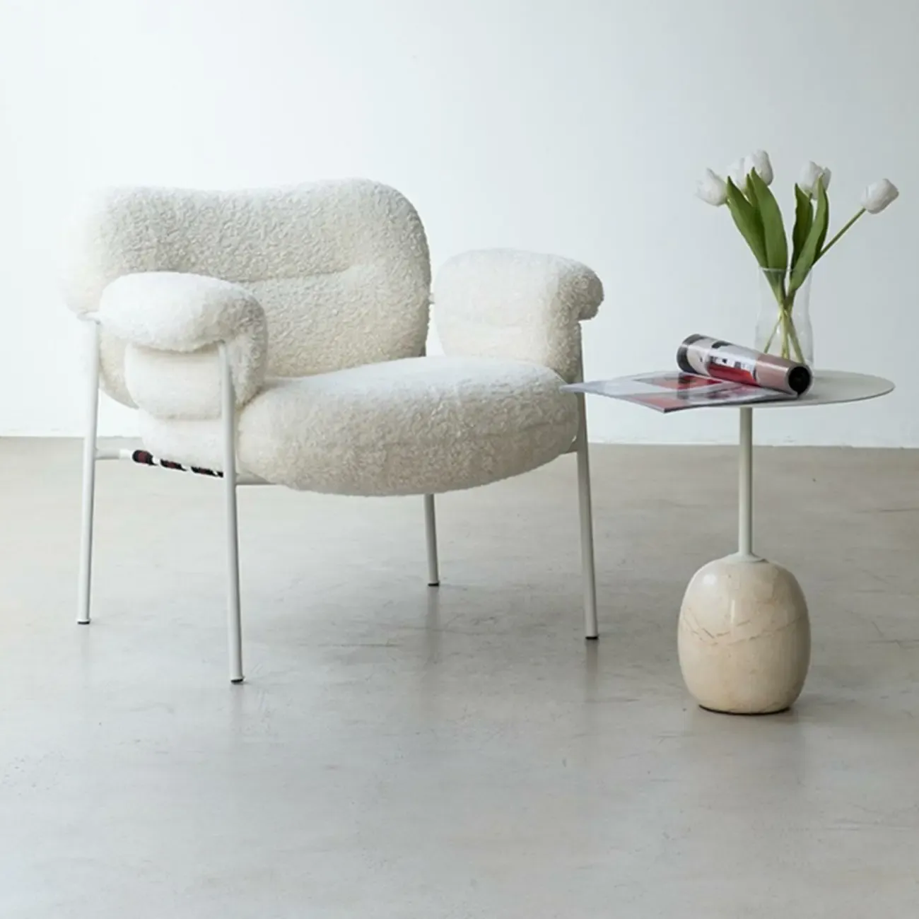 Modern Square Arm Fabric Accent Chair with Tufting