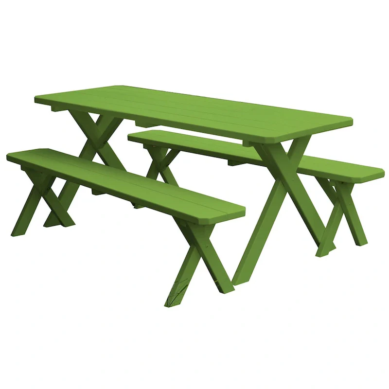 Pine 5' Cross-Leg Picnic Table with 2 Benches