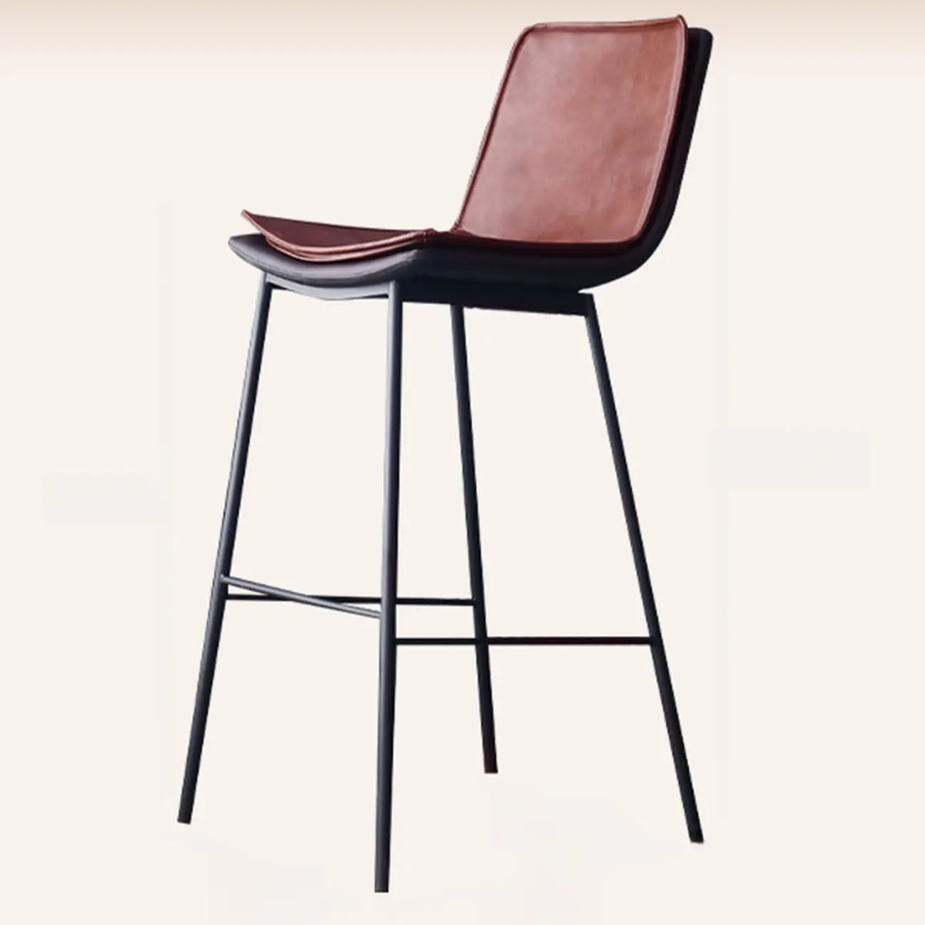 Modern Leather Counter Height Bar Stool with Back