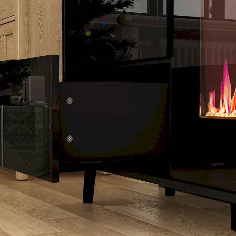 30  Recessed Electric Fireplace High Glossy TV Stand Combo Fireplace