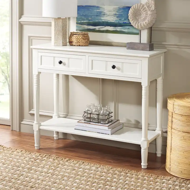 Grey 2-Drawer Console Table - 35.8 x 13.8 x 29.5 - 36Wx14Dx30H