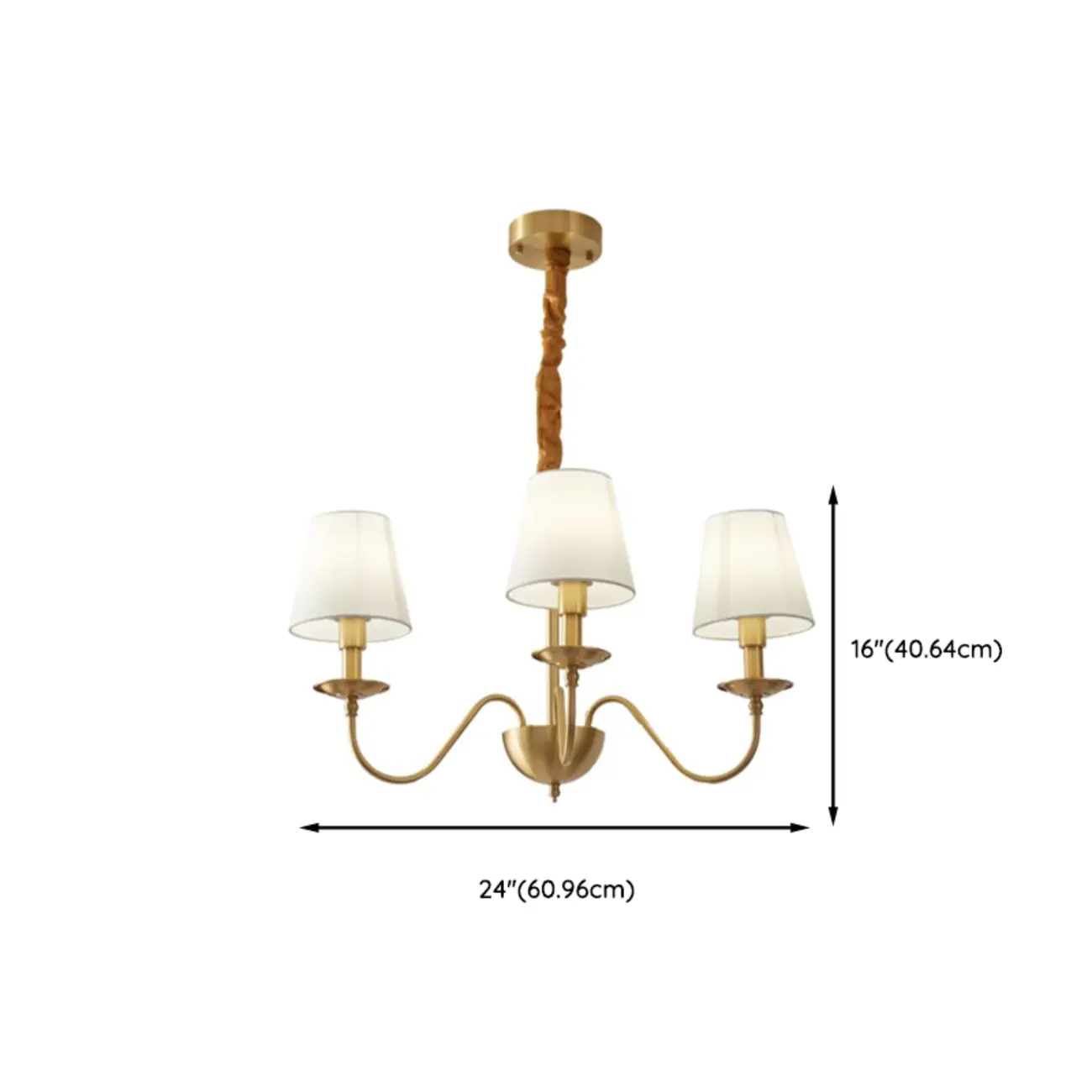 Elegant White Fabric Shade Classic Gold Chandelier